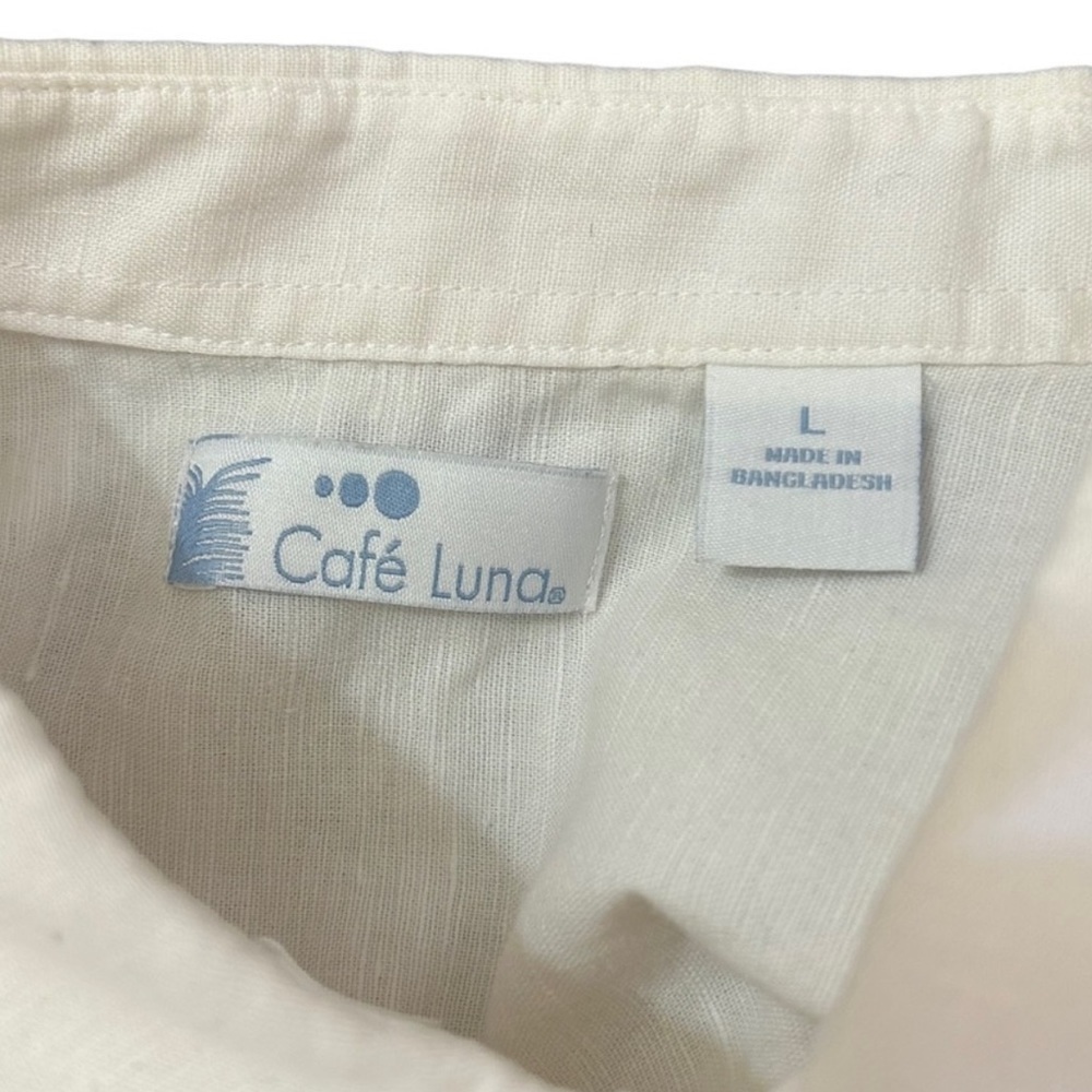 Cafe Luna Linen Playera Button Down • Used • Size: Large - Picture 4 of 5